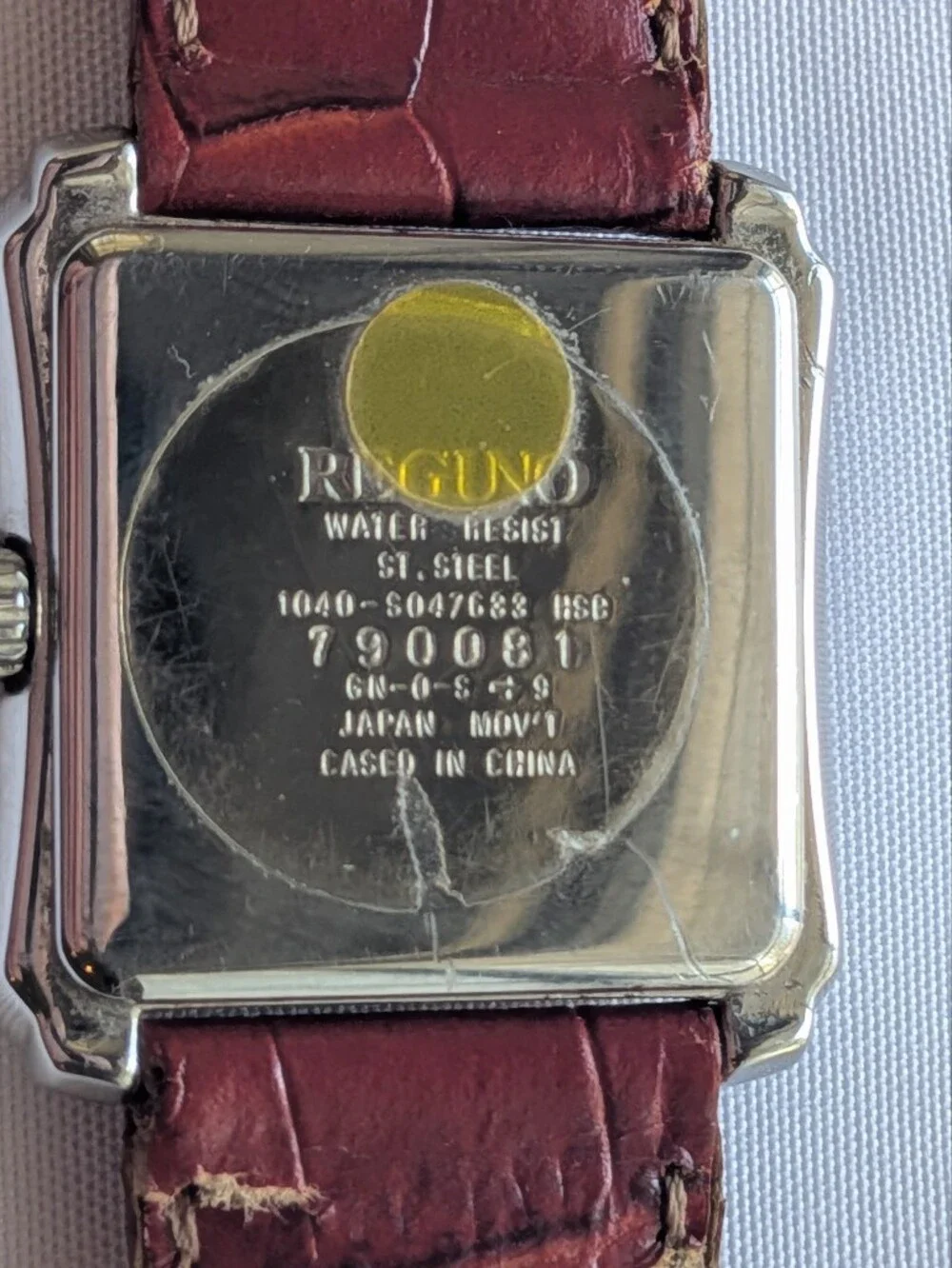 Citizen Reguno Watch Vintage Women's Silver Square Red Embossed Leather Strap